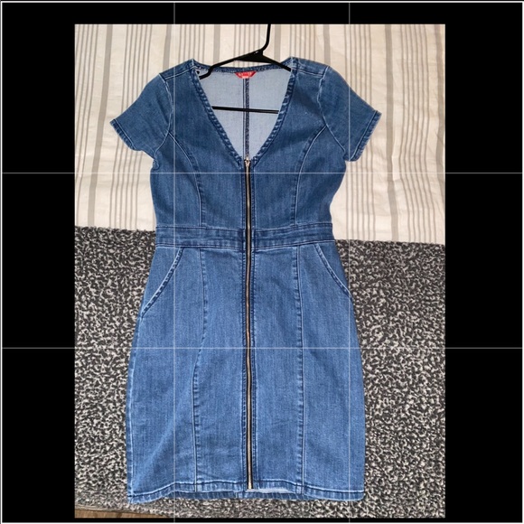 Guess Dresses & Skirts - Guess denim front zipper dress! Worn once!